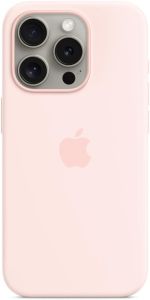 Official APPLE iPhone 15 Pro Silicone Case with MagSafe - Light Pink - MT1F3ZM/A - A-Grade