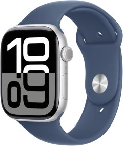 APPLE Watch Series 10 - 46 mm Silver Aluminium Case with Denim Sport Band, S/M - A-Grade