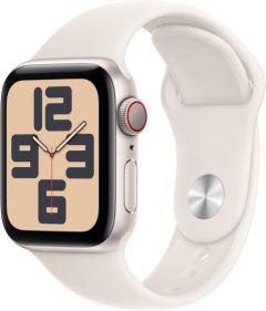 APPLE Watch SE Cellular - 40 mm 2024 Starlight Aluminium Case with Starlight Sport Band, S/M - MXGJ3QA/A